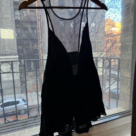 Free People Deep V Mesh Peplum Going Out Top - Picture 6 of 14